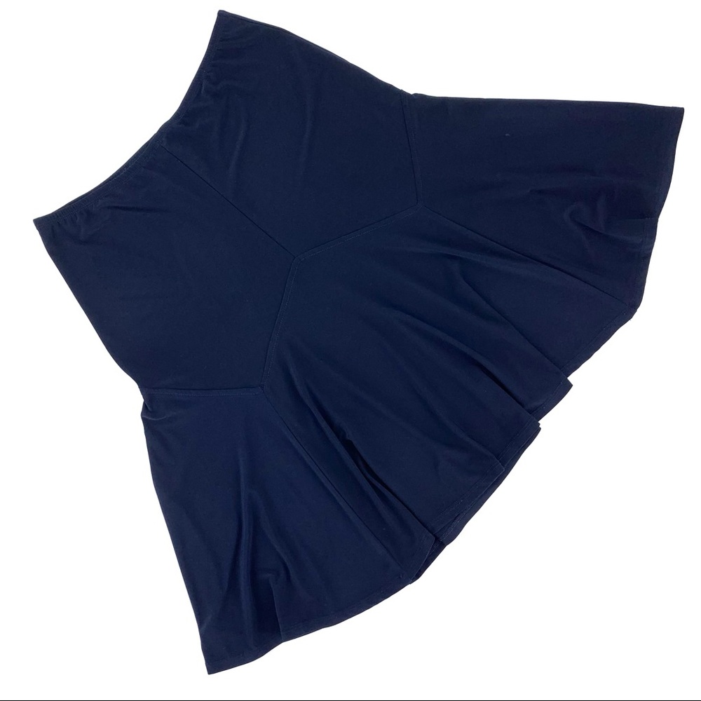 Libra Navy Pull-On Midi Length Godet Skirt, Medium